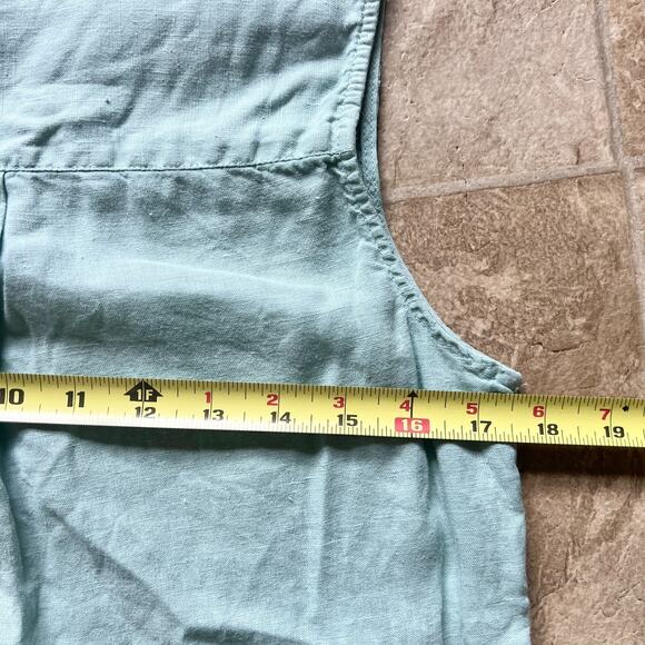 Vtg Cynthia Rowley 100% Linen Mini Dress M Sage Green Beachy Summer Resort Boho - Picture 6 of 6